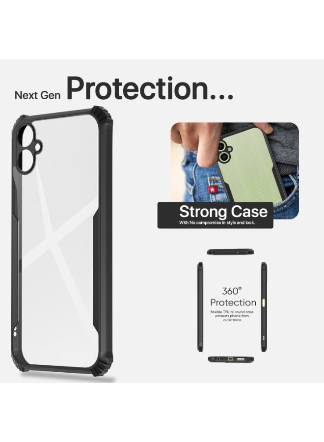 Samsung Galaxy A07 Clear Case Hard PC Back Cover with Shockproof TPU Black Border 360 Degree Impact Resistant non-Yellowing Transparent Cover For Samsung Galaxy A07 - Image 1