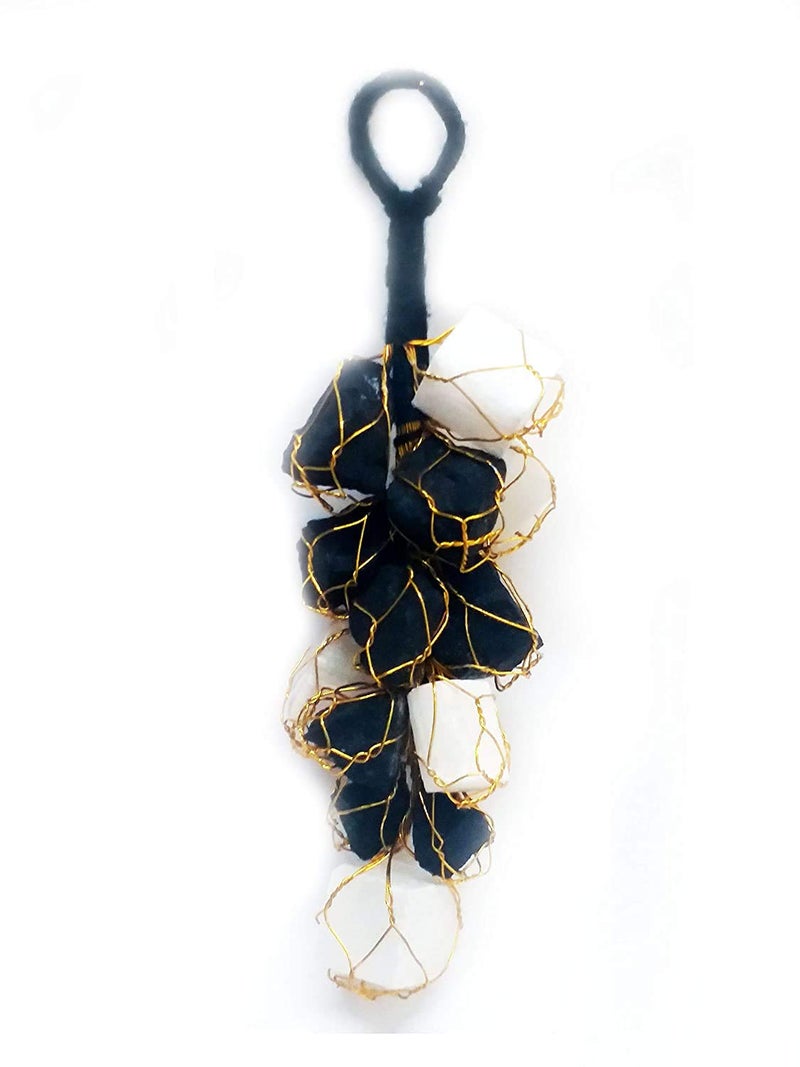 MAUTIK SADIWALA Natural Black Tourmaline and Selenite Rough Chunks Vastu Correction Yin Yang Door Hanging for Protection from Negative Energy Evil Eyes - Image 2