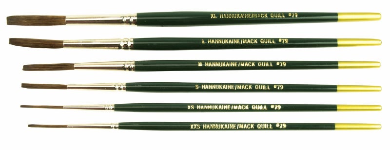 6 Andrew Mack Brush Hannukaine Quill Brushes Series 79 Size XXS XL Mixture Squirrel Taklon