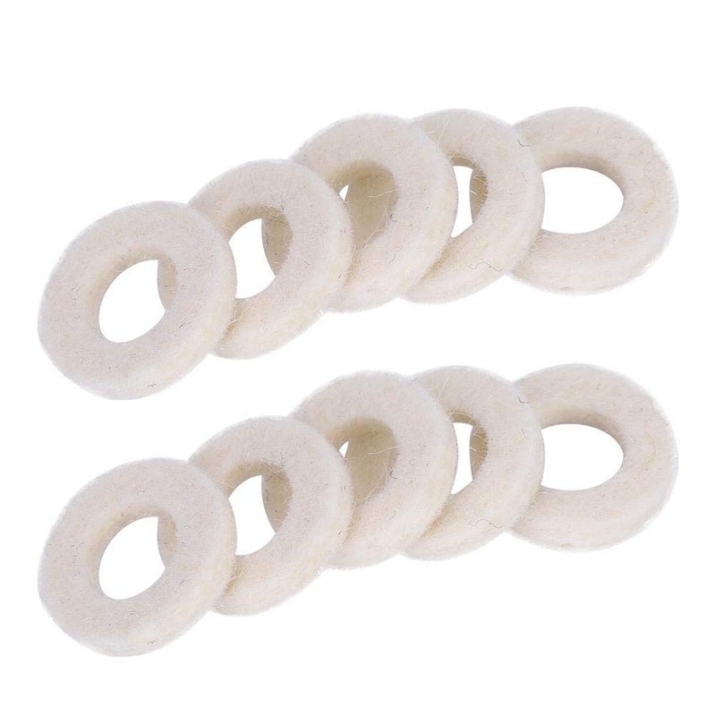 Dilwe Trumpet Washers Pad, 10 Pcs Trumpet Valve Felt Washers Cushion Pad Brass Trumpets Musical Instrument Accessory (White) Play instrument accessories - Image 2