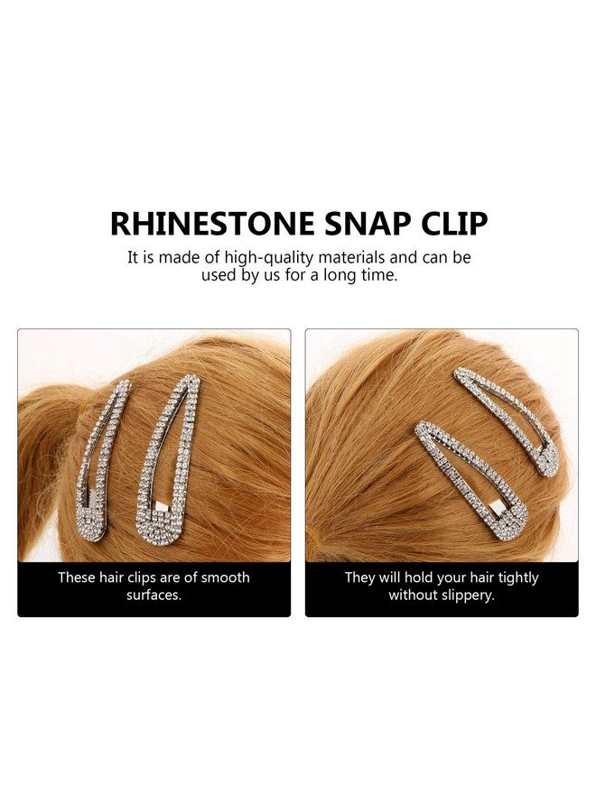 KALLORY 2Pcs Rhinestone Snap Hair Clips Crystal Snap Hair Clips Silver Metal Hair Clips Decorative Hair Accessories For Women Girls - Image 5