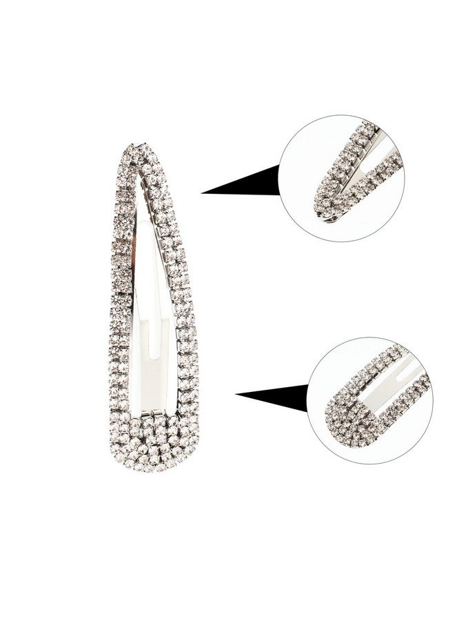 KALLORY 2Pcs Rhinestone Snap Hair Clips Crystal Snap Hair Clips Silver Metal Hair Clips Decorative Hair Accessories For Women Girls - Image 4