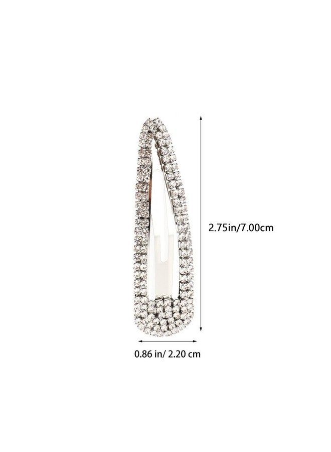 KALLORY 2Pcs Rhinestone Snap Hair Clips Crystal Snap Hair Clips Silver Metal Hair Clips Decorative Hair Accessories For Women Girls - Image 3