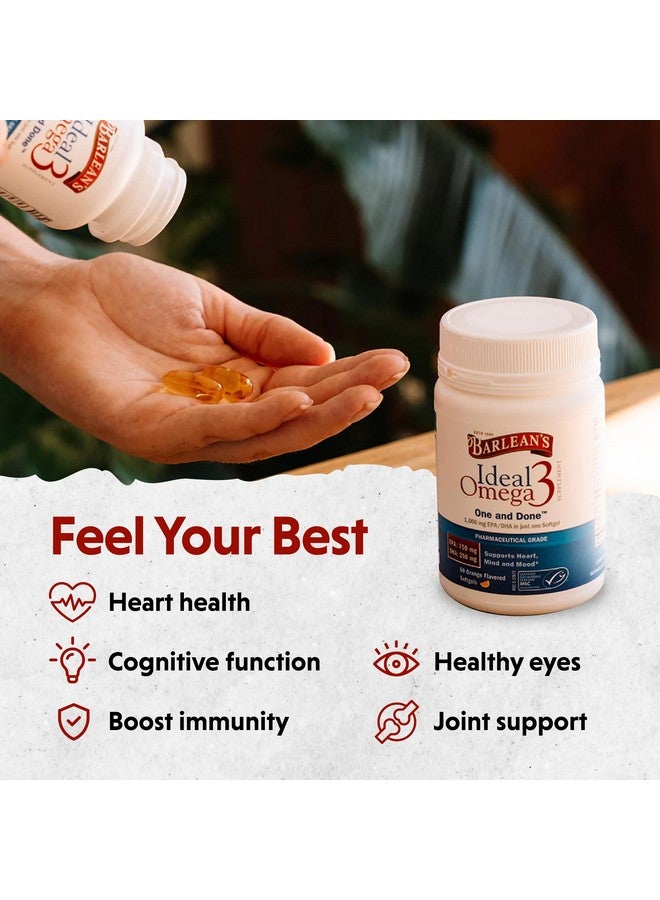 Barlean's Ideal Omega 3 Fish Oil Supplement, 1,000 mg Softgels, Pharmaceutical Grade EPA & DHA for Brain, Joint, & Heart Health, Orange Flavor, 30 ct - Image 4