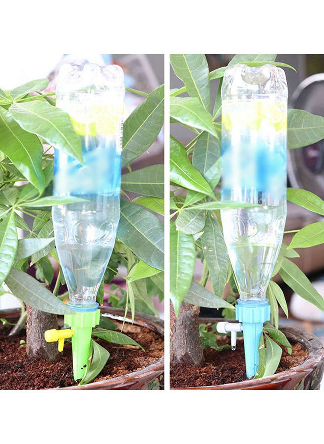 NIBEMINENT - 12-Piece Automatic Irrigation Stake With Valve Set Blue/Green - Image 1