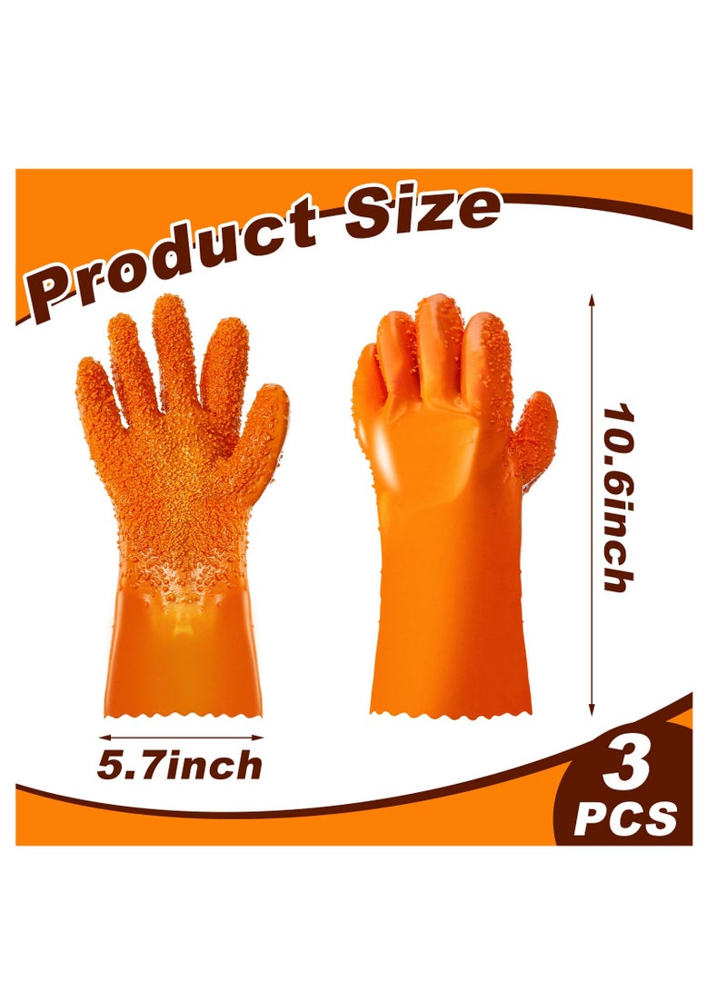 Excefore 3 أزواج من قفازات الصرف غير القابلة للانزلاق، قفازات صرف PVC قابلة لإعادة الاستخدام ومقاومة للاحتكاك، قفازات عمل آمنة مضادة للماء لتنظيف المصارف للرجال والنساء أدوات السباكة  - Image 2