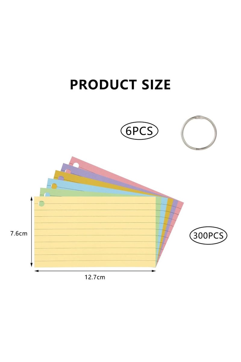 Ruled Index Cards Revision Cards ,Kraft Paper Notecards Lined Index Cards, 6 Pack 300PCS Flash Cards, for Study Office NotePads - Image 2