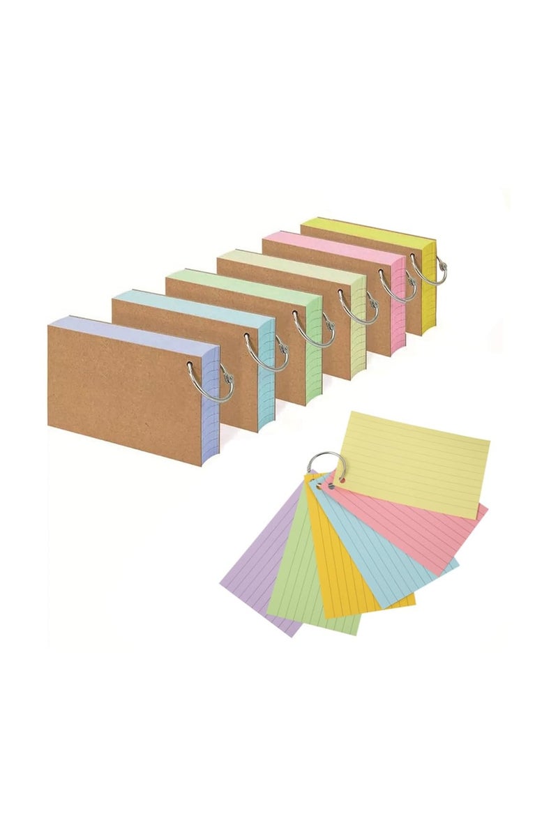 Ruled Index Cards Revision Cards ,Kraft Paper Notecards Lined Index Cards, 6 Pack 300PCS Flash Cards, for Study Office NotePads - Image 1