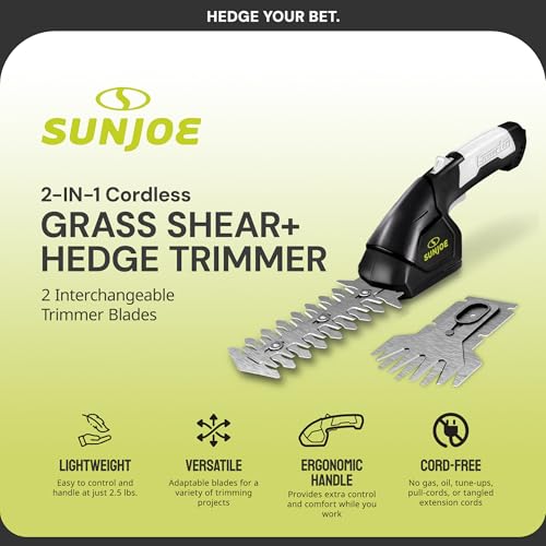 Sun Joe HJ604C 7.2-Volt Cordless Grass Shears and Trimmer, Charger and Battery Included - Image 2
