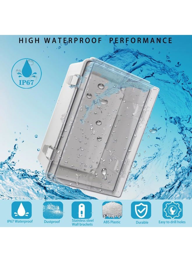 YETLEBOX Outdoor Waterproof Electrical Box Junction Box Weatherproof IP67 ABS Plastic Enclosure Switch Router Project Box Electronics Enclosure with Mounting Plate Wall Bracket Clear 11.8"x7.9"x6.7" - Image 2