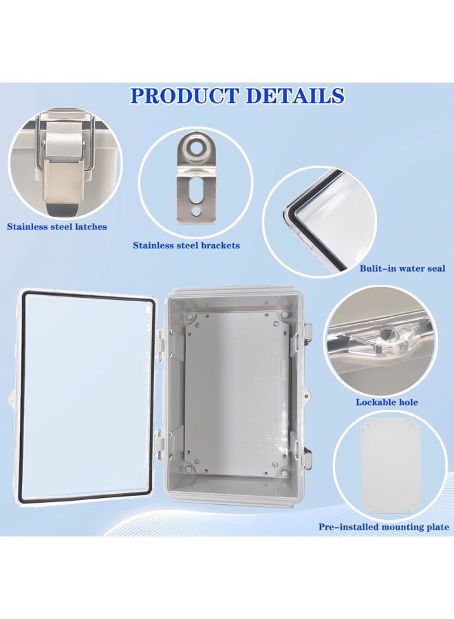YETLEBOX Outdoor Waterproof Electrical Box Junction Box Weatherproof IP67 ABS Plastic Enclosure Switch Router Project Box Electronics Enclosure with Mounting Plate Wall Bracket Clear 11.8"x7.9"x6.7" - Image 3
