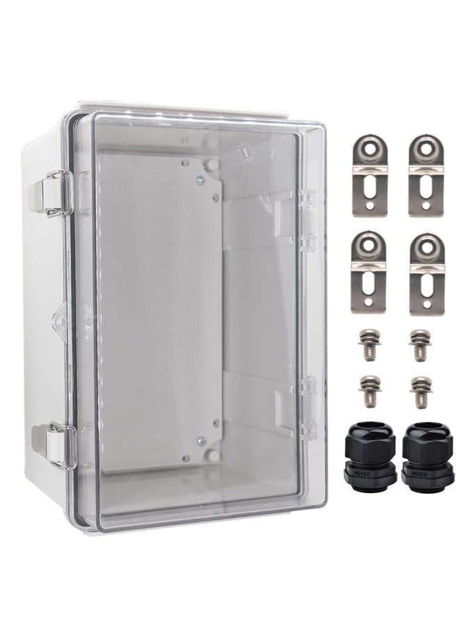 YETLEBOX Outdoor Waterproof Electrical Box Junction Box Weatherproof IP67 ABS Plastic Enclosure Switch Router Project Box Electronics Enclosure with Mounting Plate Wall Bracket Clear 11.8"x7.9"x6.7" - Image 1