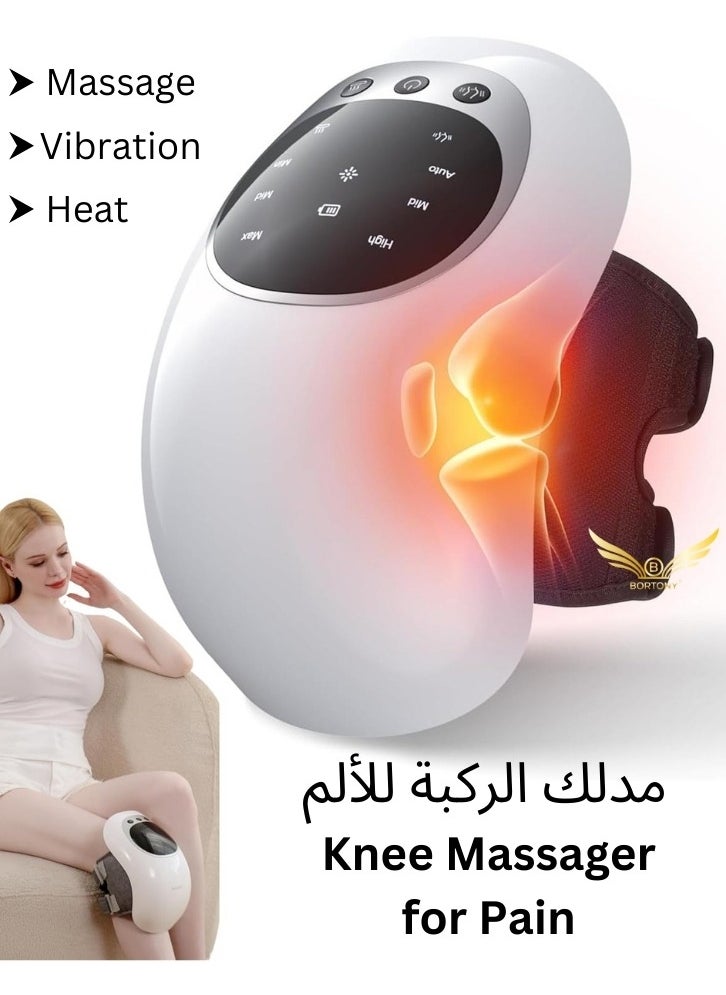 BORTONY Knee Massager with Heat and Kneading for Pain Relief Infrared Heated Vibration Physiotherapy for Arthritis Massager Cramps and Joint Warmer Rechargeable LED Display  - Image 1