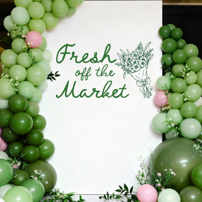 Dvehdbay Fresh Off the Market Bridal Shower - Fresh Off the Market Sign Decal for Balloons Arch Backdrop, Green Floral Farmers Market Bridal Shower Decorations, Bachelorette Wedding Engagement Party Decor - Image 2
