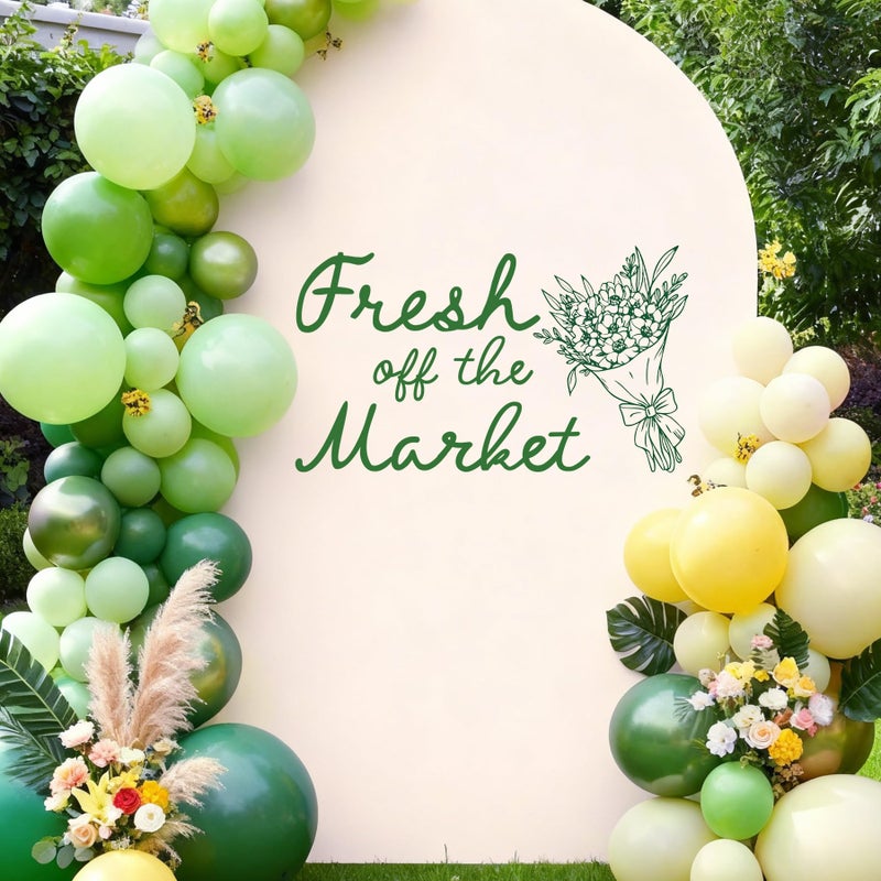 Dvehdbay Fresh Off the Market Bridal Shower - Fresh Off the Market Sign Decal for Balloons Arch Backdrop, Green Floral Farmers Market Bridal Shower Decorations, Bachelorette Wedding Engagement Party Decor - Image 3