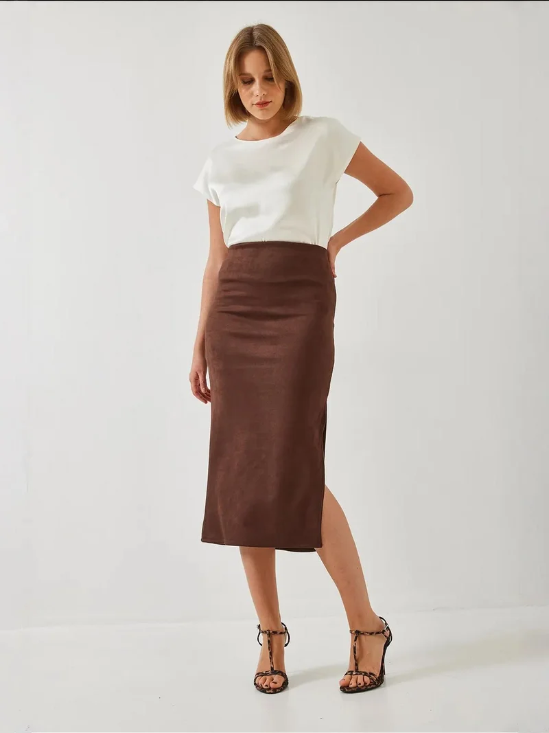 Bianco Lucci LUCCI Maxi Skirt with Slit