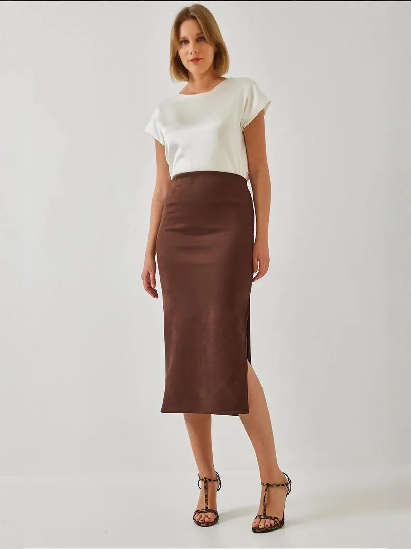 Bianco Lucci LUCCI Maxi Skirt with Slit