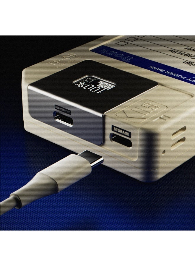 Powerology Floppy Disk Design 10000mAh Magsafe Power Bank with 64GB / PD 22.5W Powerbank / Multi-Protocol Fast Charging / OLED Display Screen / Wireless Charge - White - Image 4