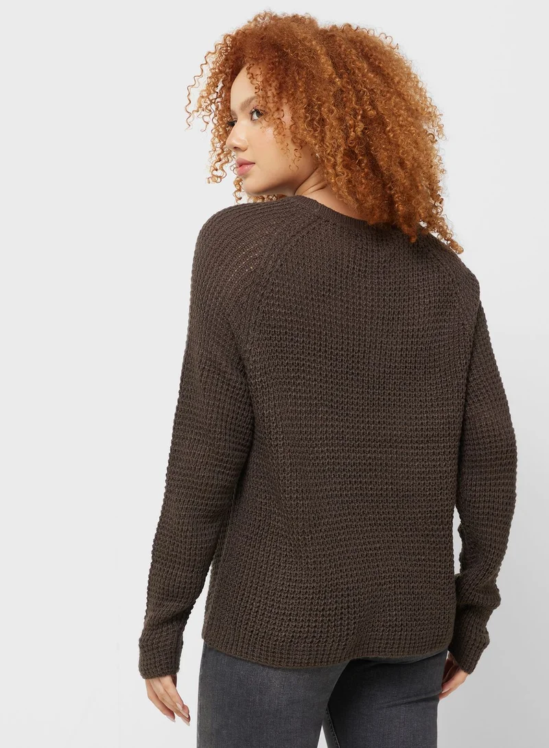 Jacqueline de Yong Crew Neck Knitted Sweater