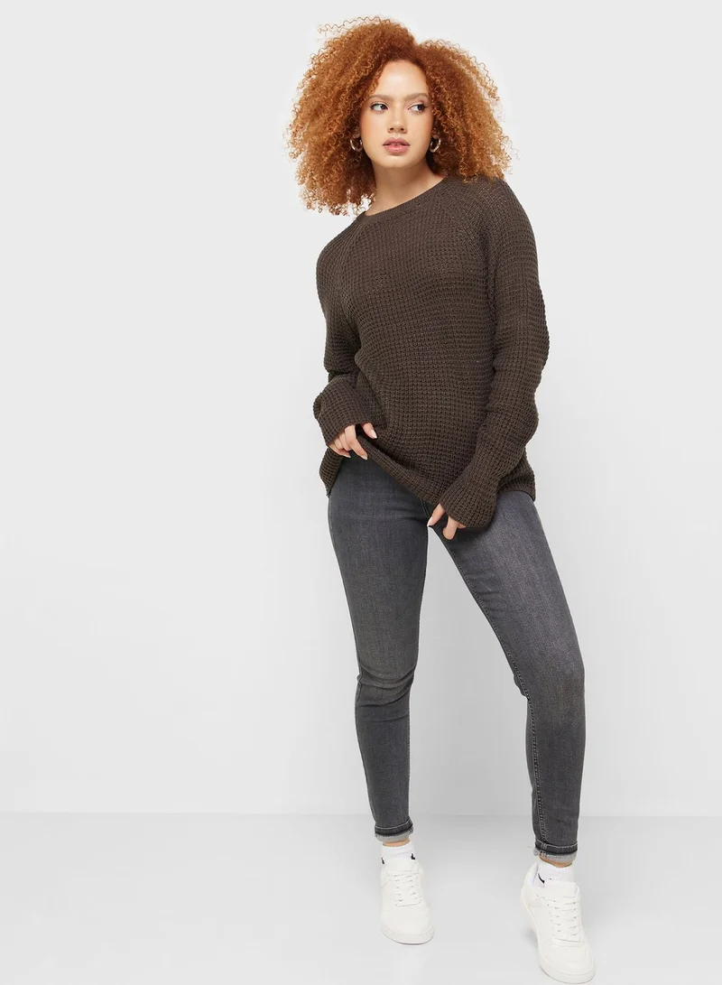 Jacqueline de Yong  Crew Neck Knitted Sweater for Women | Best Price UAE