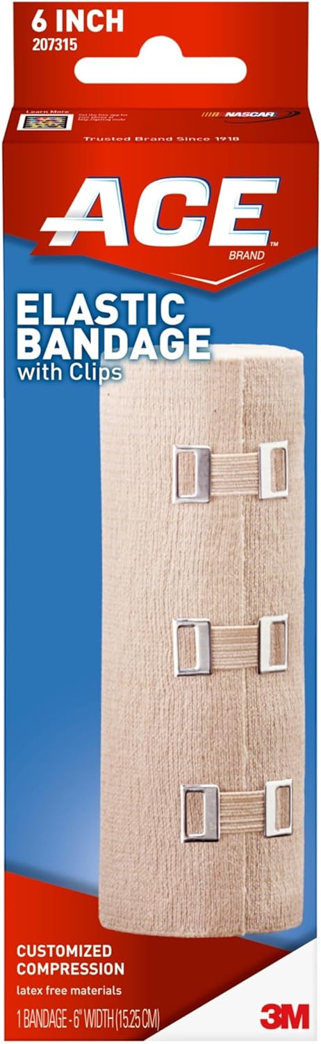 ACE207315 6 Elastic Bandage with Clips Beige6 Inch Pack of 1 - Image 1