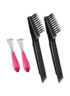 4 Pieces Hair Brush Cleaning Tool Comb Cleaner Brush Hair Brushes Cleaner Comb Mini Hair Brush Comb Cleaning Brush Hair Brush Cleaner Tool For Removing Hair Dust Home Salon Use (Pink Plastic Handle)