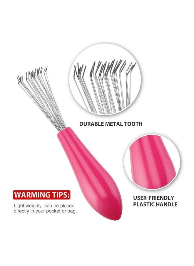 BOAO - 4 Pieces Hair Brush Cleaning Tool Comb Cleaner Brush Hair Brushes Cleaner Comb Mini Hair Brush Comb Cleaning Brush Hair Brush Cleaner Tool For Removing Hair Dust Home Salon Use (Pink Plastic Handle) - Image 1