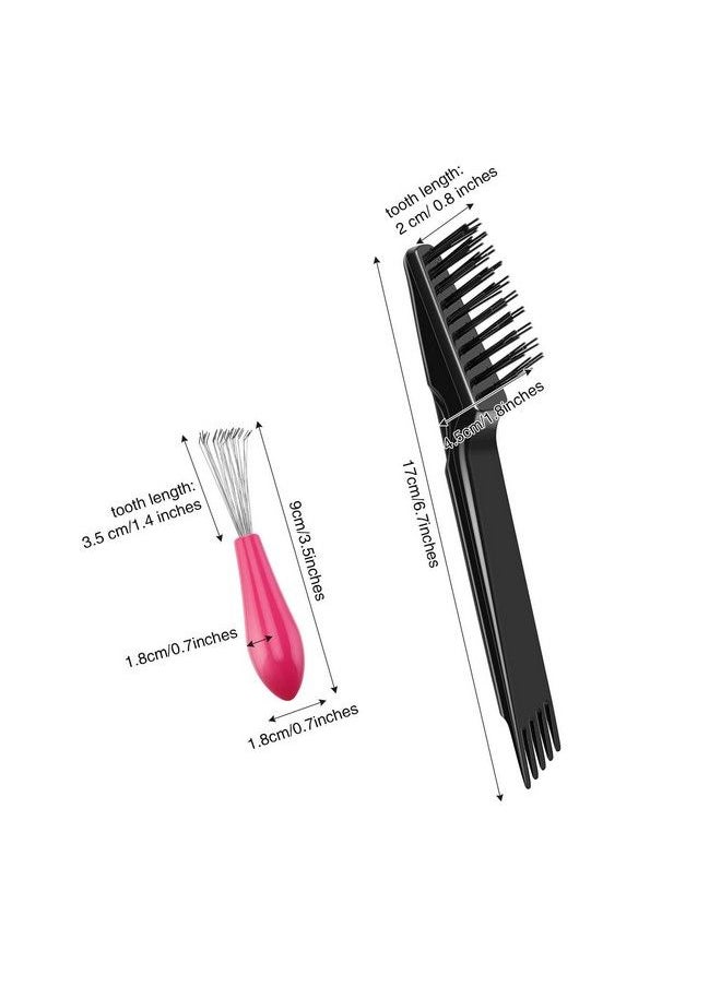 BOAO - 4 Pieces Hair Brush Cleaning Tool Comb Cleaner Brush Hair Brushes Cleaner Comb Mini Hair Brush Comb Cleaning Brush Hair Brush Cleaner Tool For Removing Hair Dust Home Salon Use (Pink Plastic Handle) - Image 1