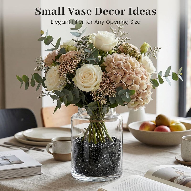 DomeStar 5000PCS Black Fake Ice Rocks, Acrylic Black Mini Fake Diamonds Vase Fillers for Table Centerpieces DIY Craft Wedding 0.2" x 0.28" - Image 3