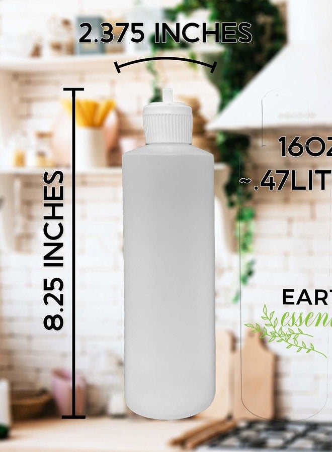 Earth's Essentials 2 Pack Refillable 16 Ounce Plastic Squeeze Bottles With BOTH Press Disc Caps And Flip Up Spout Caps-Natural Translucent Color, Includes Patented Funnel - Image 3