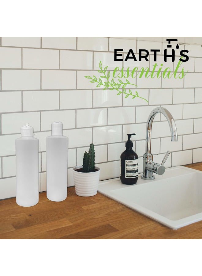 Earth's Essentials 2 Pack Refillable 16 Ounce Plastic Squeeze Bottles With BOTH Press Disc Caps And Flip Up Spout Caps-Natural Translucent Color, Includes Patented Funnel - Image 5