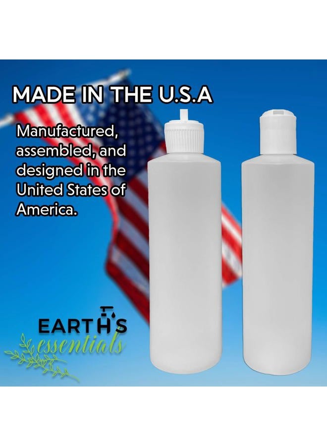 Earth's Essentials 2 Pack Refillable 16 Ounce Plastic Squeeze Bottles With BOTH Press Disc Caps And Flip Up Spout Caps-Natural Translucent Color, Includes Patented Funnel - Image 4