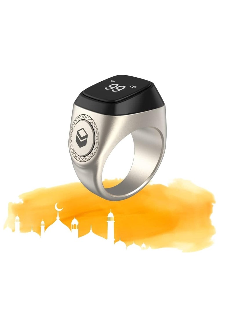 iQIBLA Smart Tasbih Zikr Metal Ring 18MM Silver - Image 1