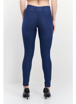 Lefties Women Plain Full Leggings, Blue  - Image 2