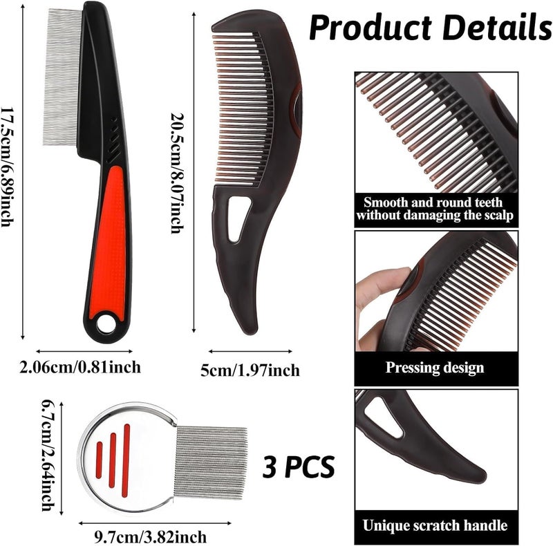 HYRAINBOW 4Pcs Dandruff Comb Psoriasis Comb Scalp Sweep Detoxing Combs Stainless Steel Fine Tooth Combs Dandruff Removal Combs Multifunctional Hair Grooming Tool for Women Men Scalp Massage Refreshing - Image 3