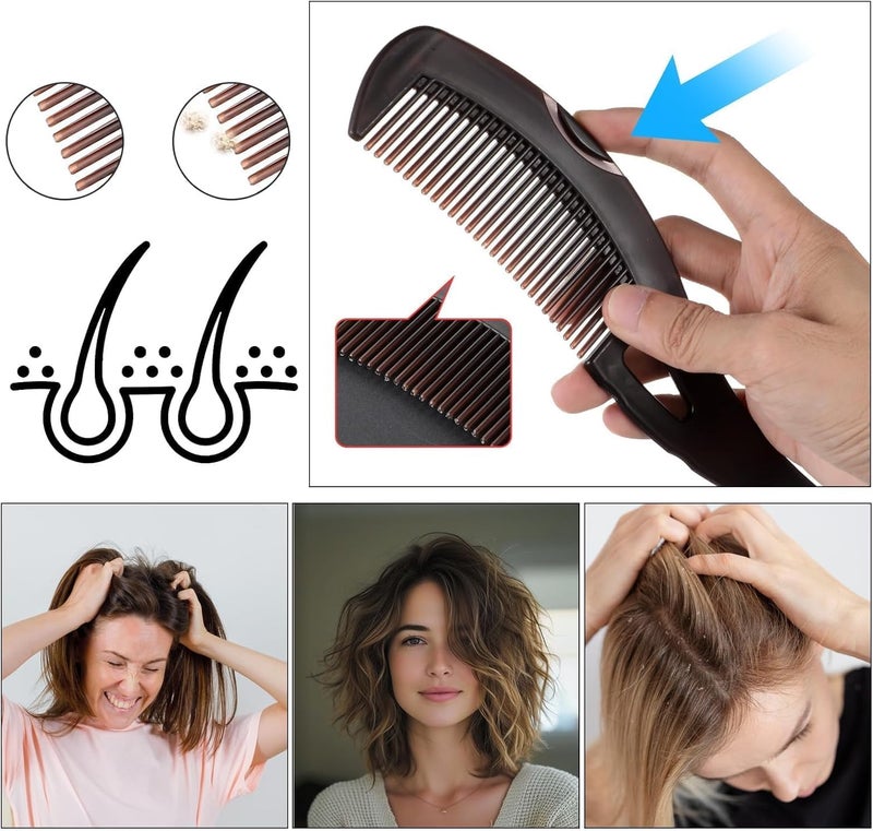 HYRAINBOW 4Pcs Dandruff Comb Psoriasis Comb Scalp Sweep Detoxing Combs Stainless Steel Fine Tooth Combs Dandruff Removal Combs Multifunctional Hair Grooming Tool for Women Men Scalp Massage Refreshing - Image 4