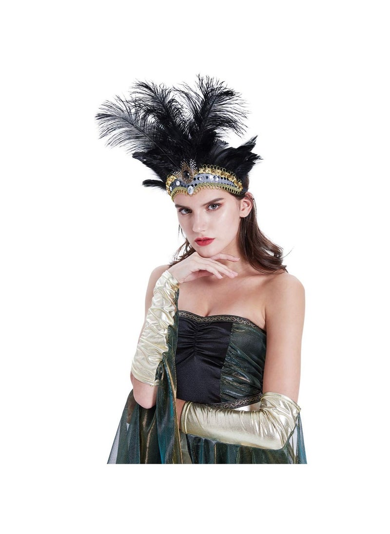 KASTWAVE - Feather Headpiece, Showgirl Headband, Feather Headpiece Hair Accessories for Masquerade Costume - Image 1