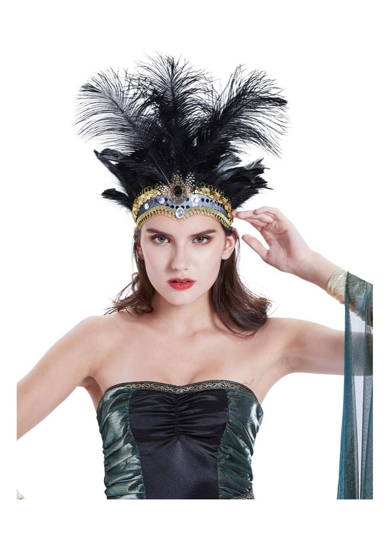 KASTWAVE - Feather Headpiece, Showgirl Headband, Feather Headpiece Hair Accessories for Masquerade Costume - Image 1