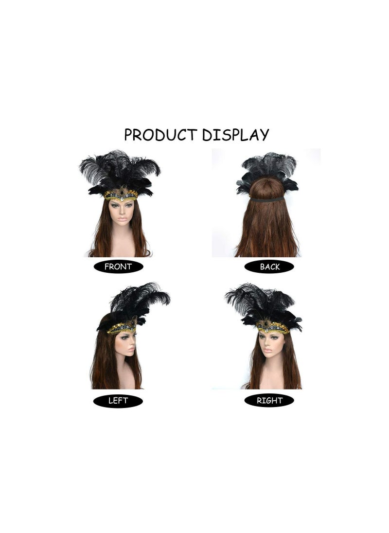 KASTWAVE - Feather Headpiece, Showgirl Headband, Feather Headpiece Hair Accessories for Masquerade Costume - Image 1