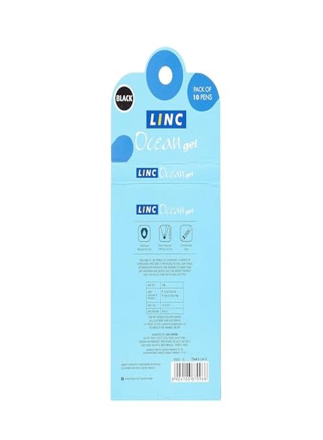 Linc Ocean Classic 0.55 mm Gel Pen | Black Ink Pack Of 10 - Image 2