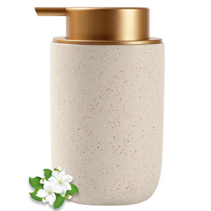 HAND SOAP DISPENSER FOR BATHROOM DECRO CERAMIC LIQUID PUMP BOTTLES REFILLABLE DISH DISPENSER FOR KITCHEN FARMHOUSE COLLEAGE DORM MATTE BEIGE