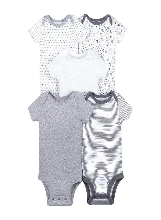 Lamaze Organic Baby baby girls Unisex Short Sleeve Cotton Bodysuit, Snap Closure Shirt, Grey and White Variety, 24 Months US - Image 1