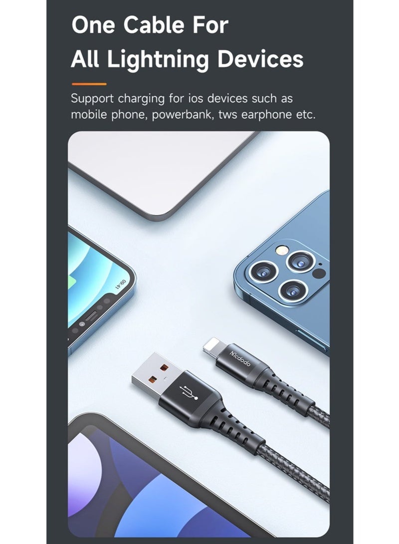 Mcdodo 20W iPhone Fast Charging Lightning Cable 1m – USB to Lightning Data Cable for iPhone 14 13 12 11 Pro Max, iPad, iOS Devices – Durable Charger Black - Image 4
