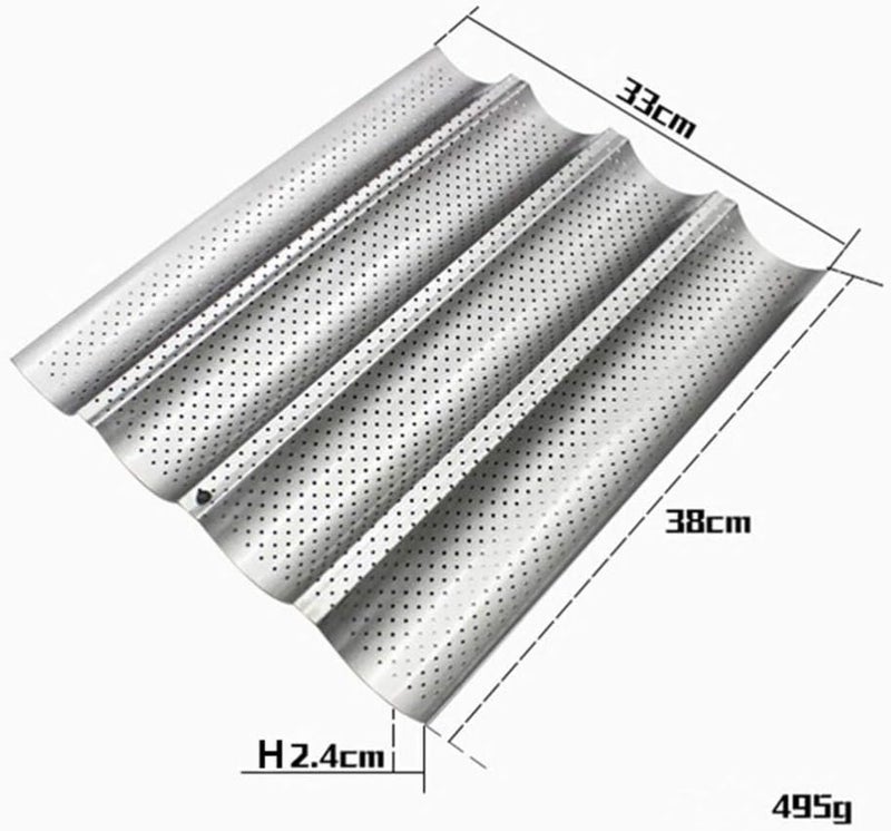 Stainless Steel Griddle 2PCS Pan French Bread Pan Italian Loaf Mold French Bread Mould Oven Toaster Pan Stainless Steel Bread Baker Tray for Breadstick Rolls Bakery Supplies - Image 5