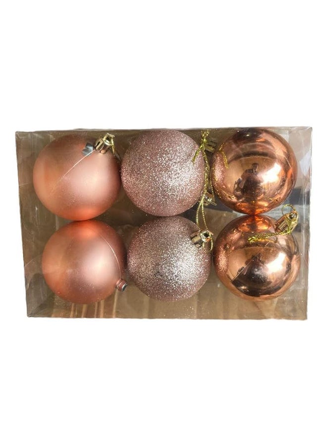 6-Piece Christmas Balls Set 6 Cm Rose Gold - Image 2