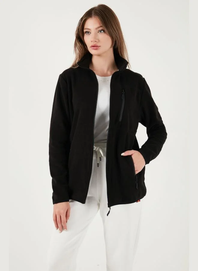 Buratti Buratti Slim Fit Pocketed Zippered Anti-Pilling Cold-Resistant Fleece Cardigan Unisex CARDIGAN 5906028S1