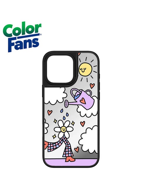 iPhone 12 Pro Max Cheerful Bloom Mirror Case  - Reflective Silver with Playful Motifs