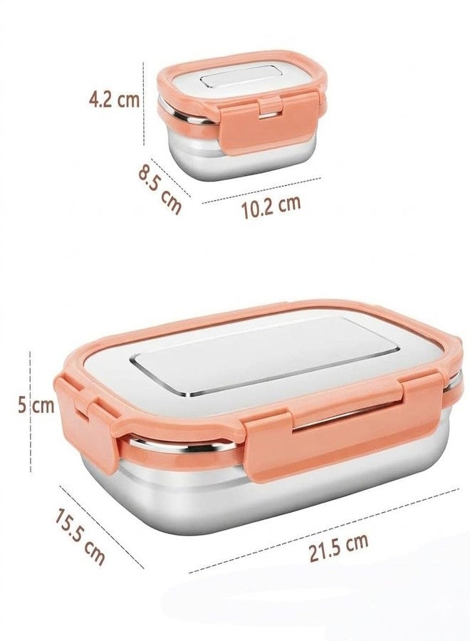 Fastmart Stainless Steel Tiffin Lunch Box Container/Dabba with 4 Side Clip Lock Lid for Office & School Use/Food Grade/Air Tight/Easy to Carry/Leak Proof (Pastle Pink) - Image 5