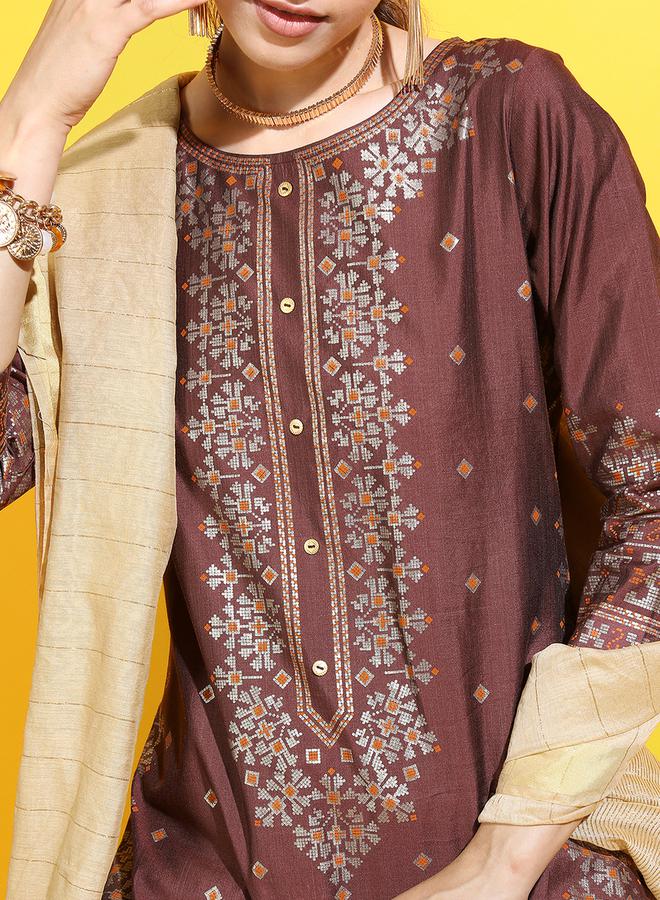 Vishudh طقم كورتا من الرايون فيسكوز الأحمر للنساء - Image 4