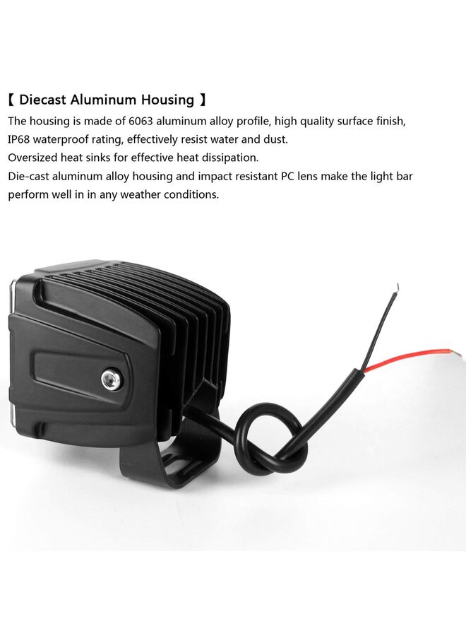 قطعتان من مصابيح الضباب LED مقاس 3 بوصات، 12 فولت 24 فولت، شعاع فيضان 4x4، مصابيح قيادة على الطرق الوعرة، مصابيح عمل LED للدراجات النارية ATV UTV SUV سيارة شاحنة Picku (أبيض) - Image 3